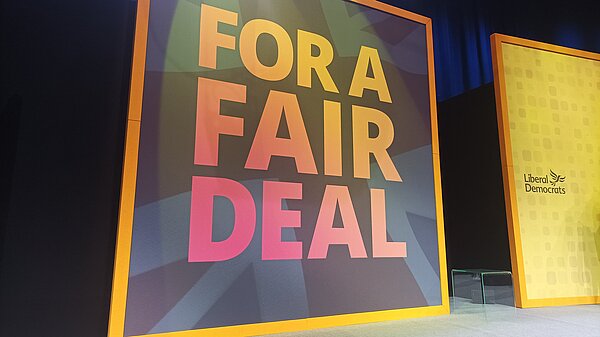 For a Fair Deal slogan on screen