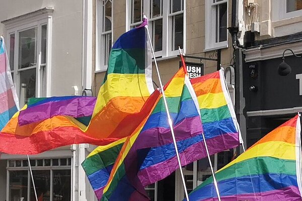 Pride march flags